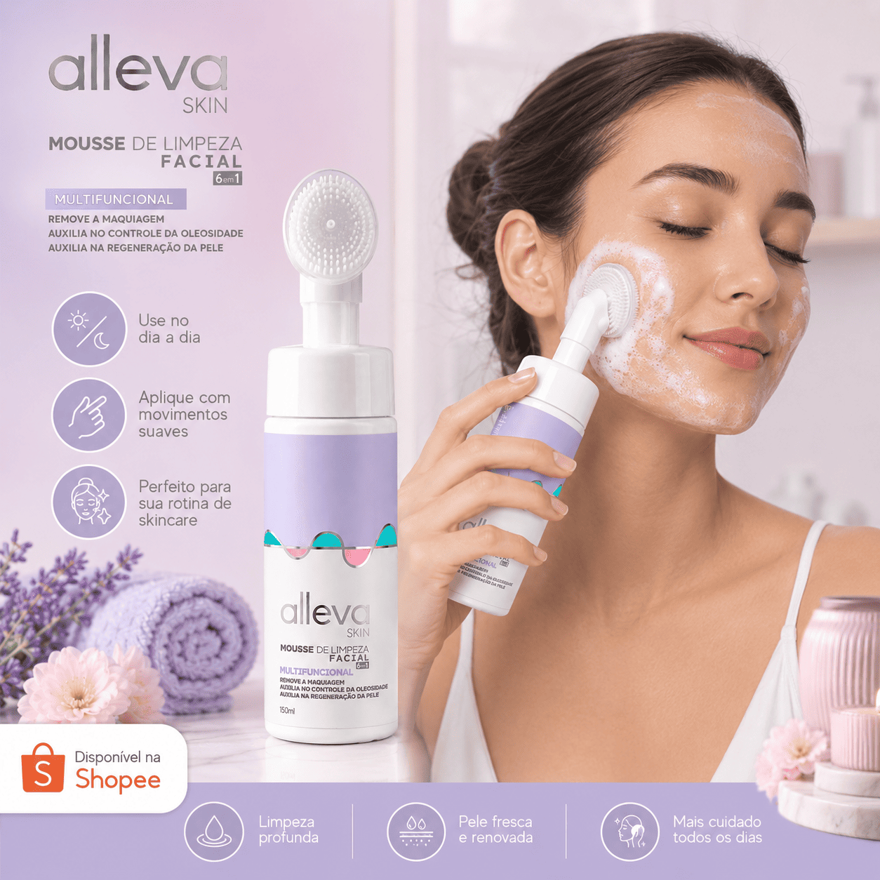 Mousse de Limpeza Facial Multifuncional Alleva - Imagem 2