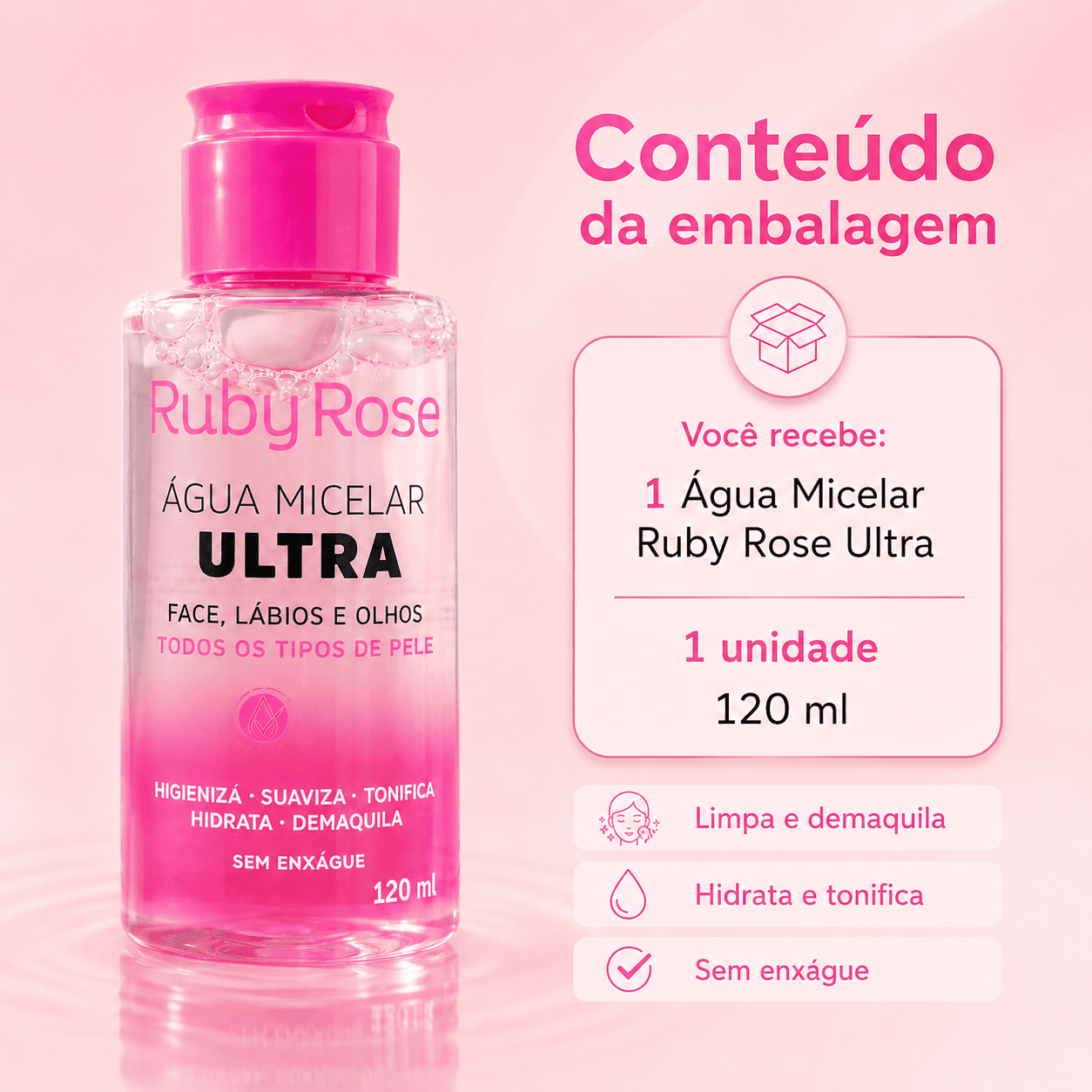 Água Micelar Ruby Rose Ultra Facial - Imagem 4